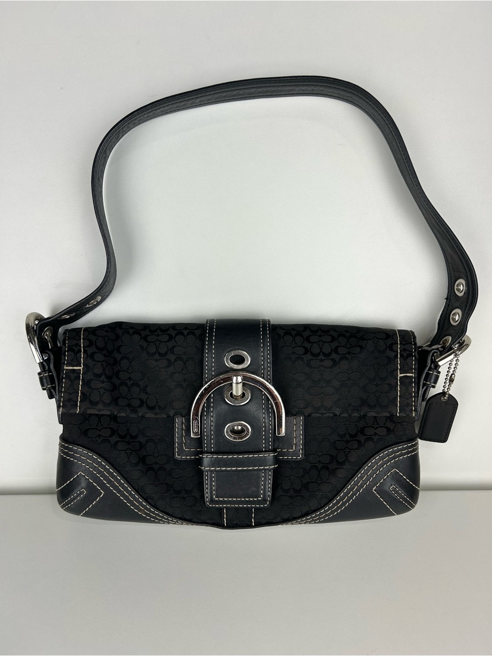 VINTAGE  Y2K COACH SOHO SIGNATURE JACQUARD FLAP SHOULDER BAG 3628